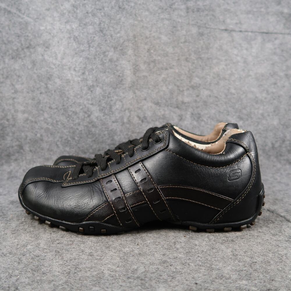 Skechers Shoes Mens 8 City Walk Sneakers Casual Leather Lifestyle Lace Up Black - Picture 4 of 14